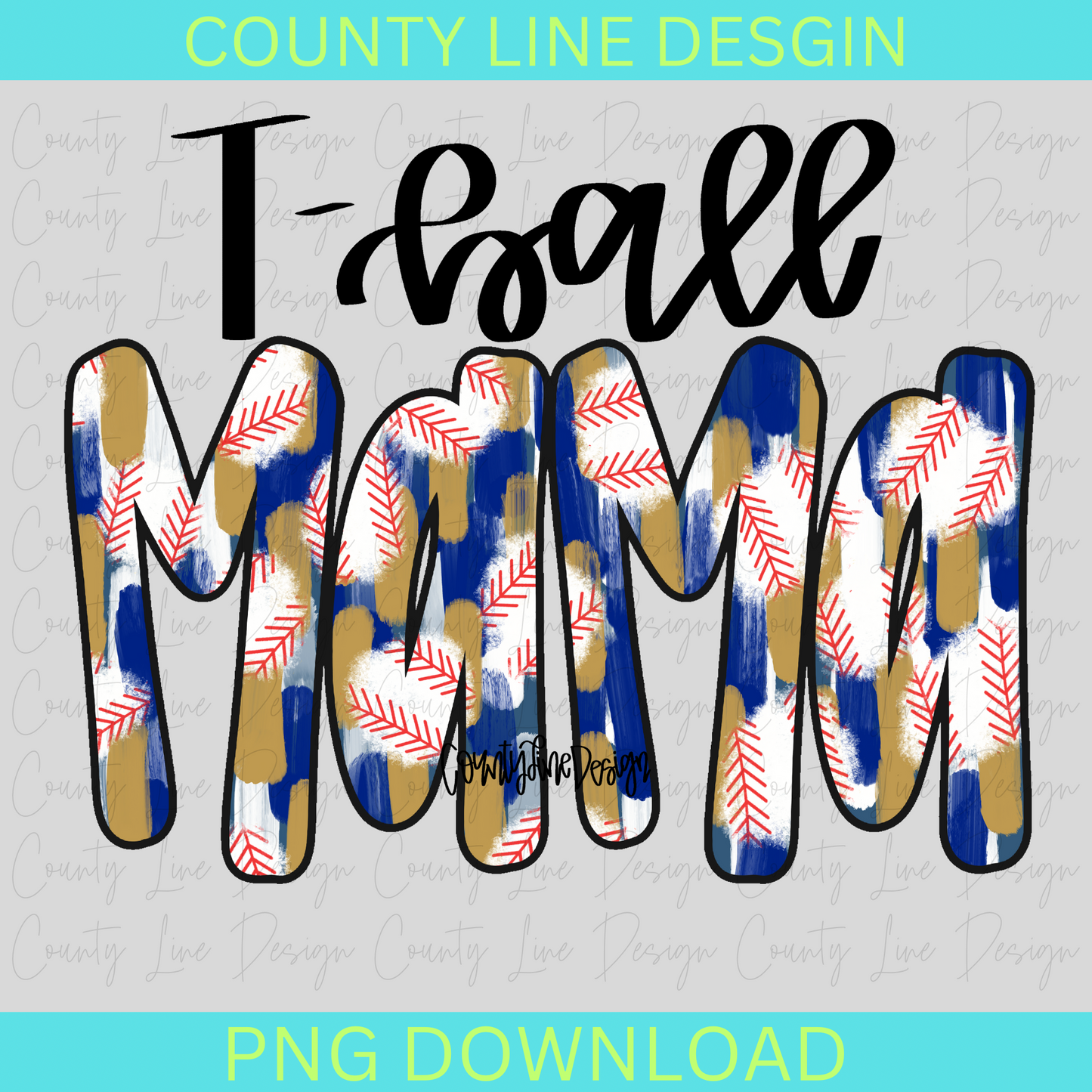 Tball mama Blue/Gold PNG