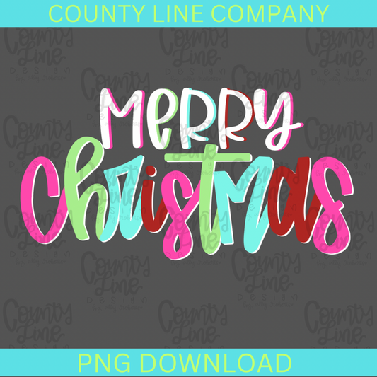 Merry Christmas Colorful Cursive PNG