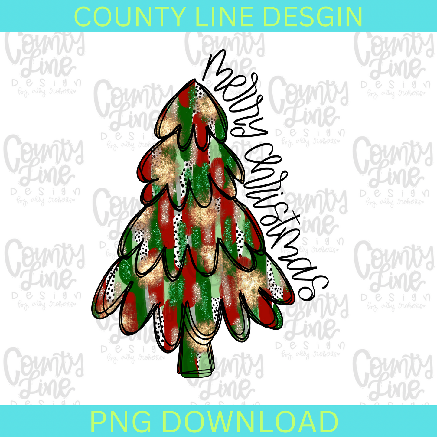 Merry Christmas Tree Red/Green PNG