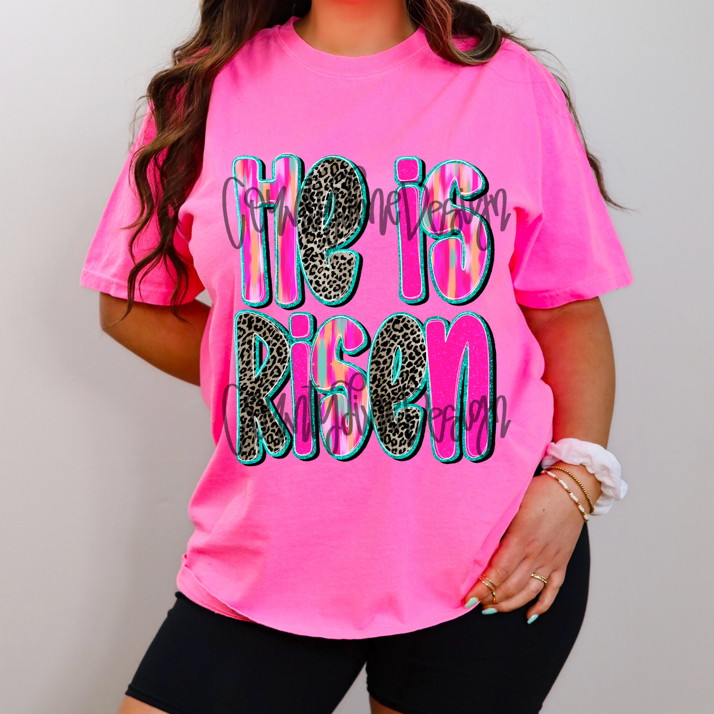 He is risen neon/leopard PNG