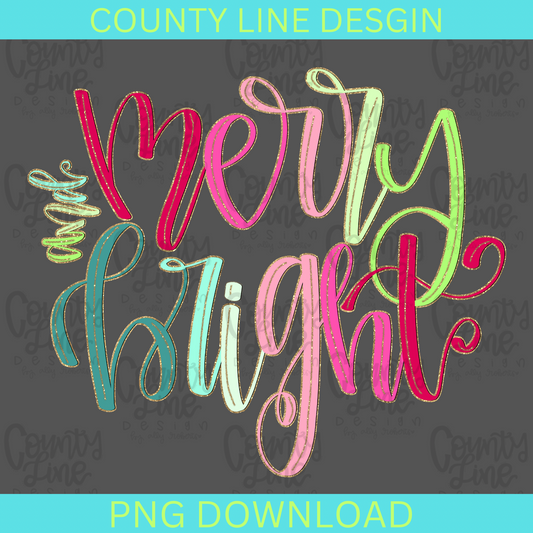 Merry and Bright Colorful PNG