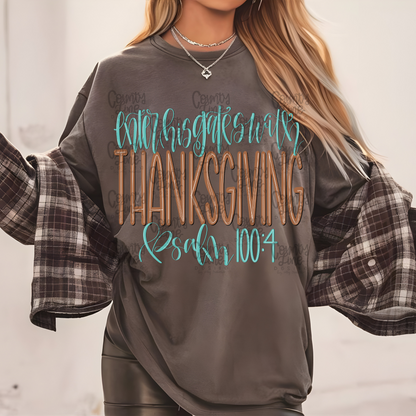 Enter His Gates With Thanksgiving BUNDLE Color & Black PNG