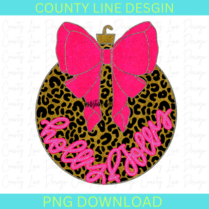 Holly & Jolly Pink Leopard Ornament PNG