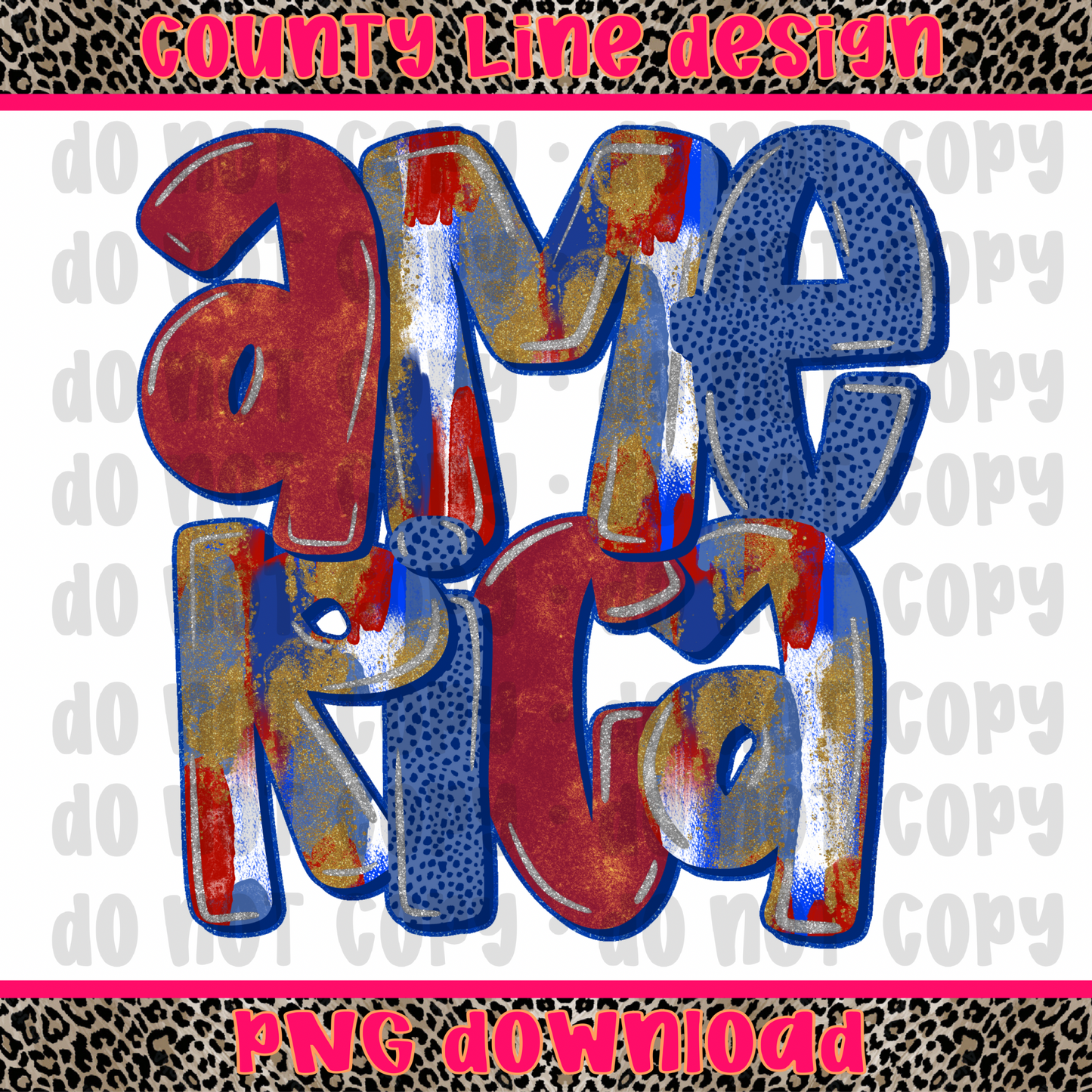 America Preppy bubble letter PNG