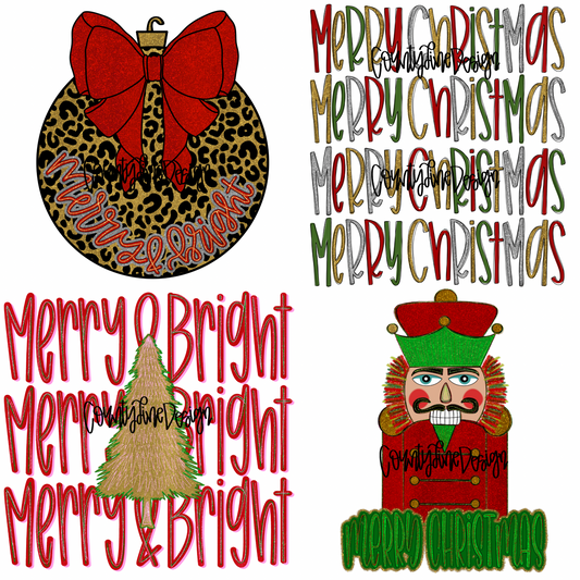 Red Glitter Christmas BUNDLE PNG