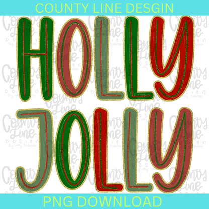 Holly Jolly Red/Green/Gold PNG