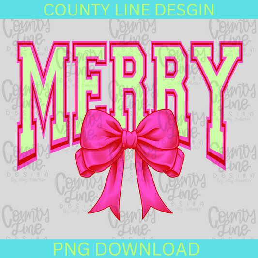 Merry Bow Pink  PNG