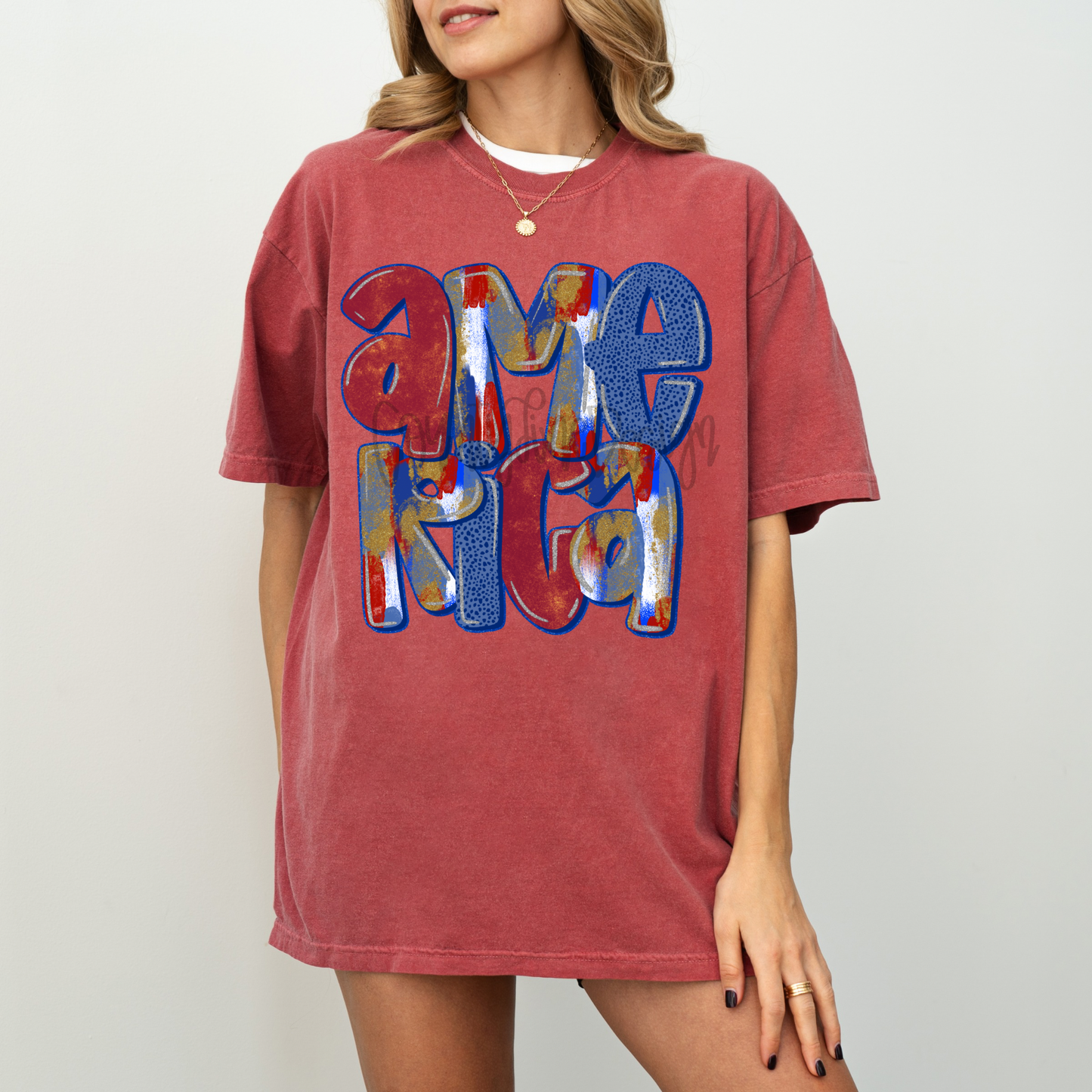 America Preppy bubble letter PNG