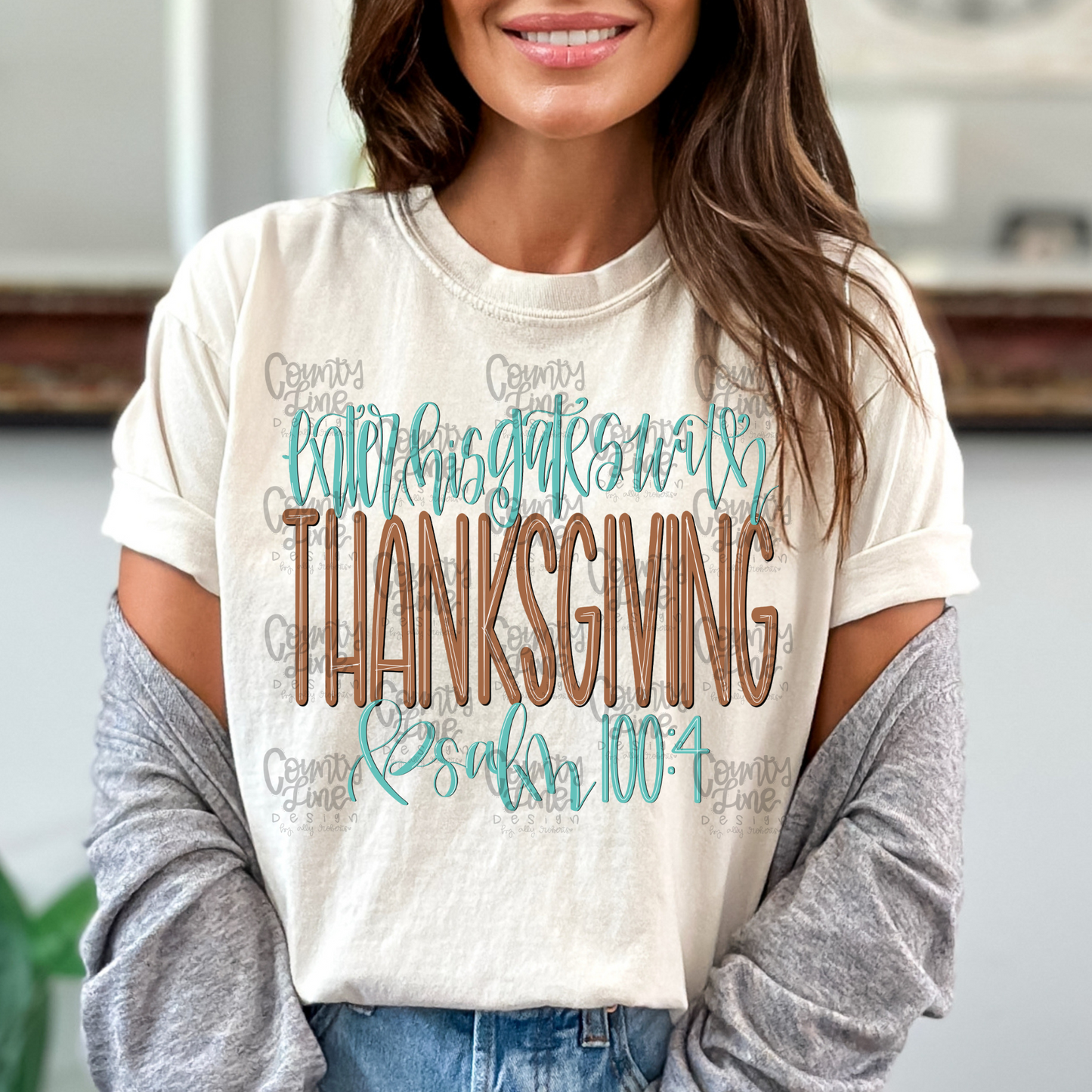 Enter His Gates With Thanksgiving BUNDLE Color & Black PNG