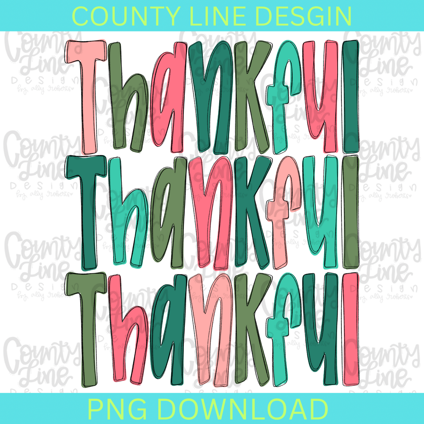 Thankful Colorful Stacked PNG