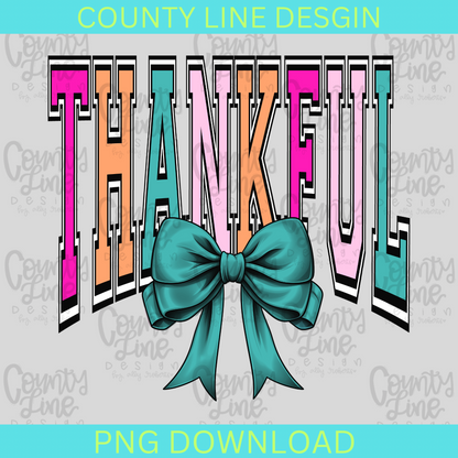 Thankful Colorful Bow PNG