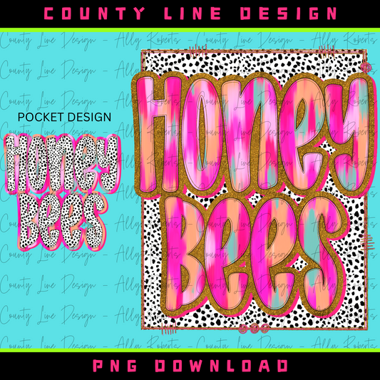 Honey Bees Neon Preppy Dalmatian PNG