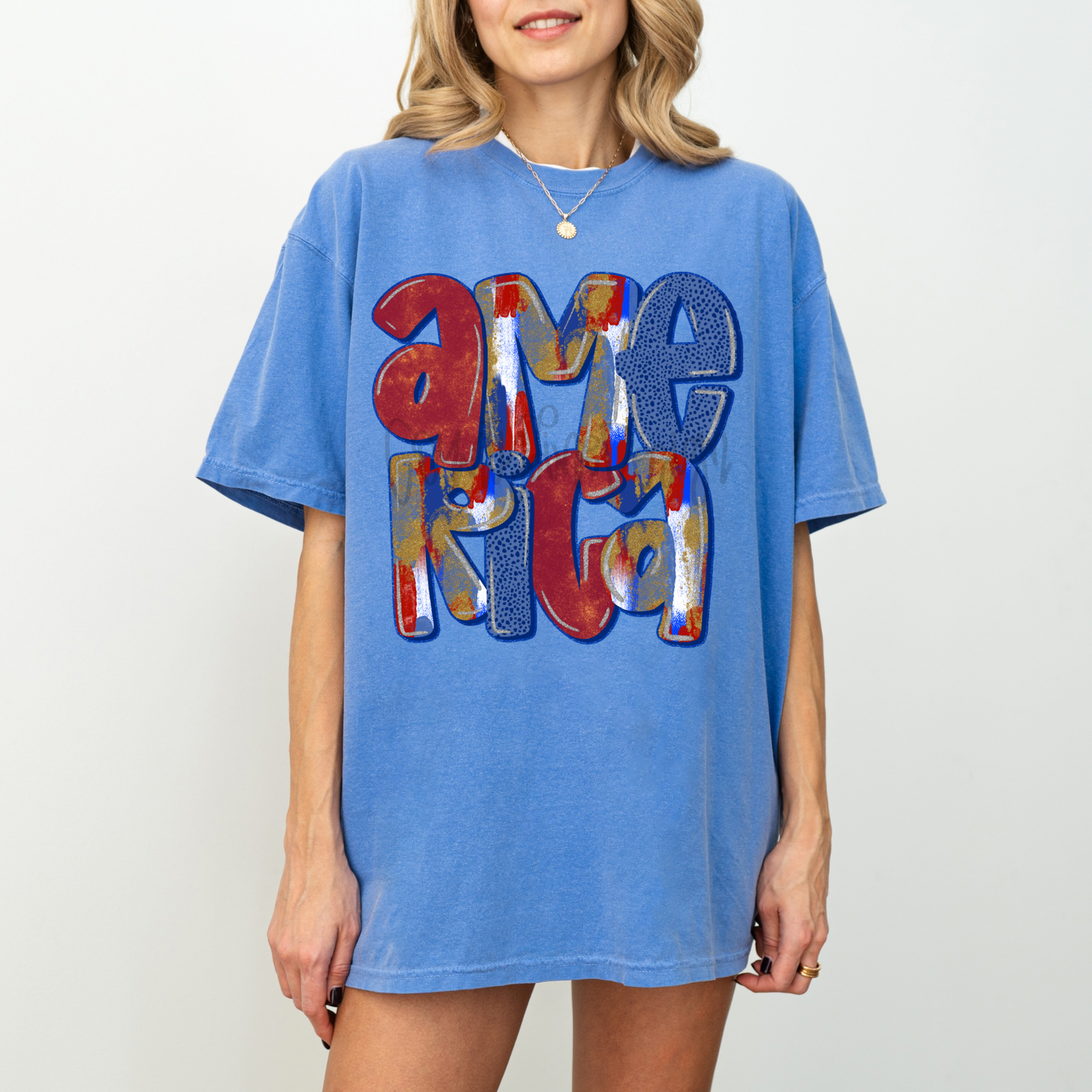 America Preppy bubble letter PNG