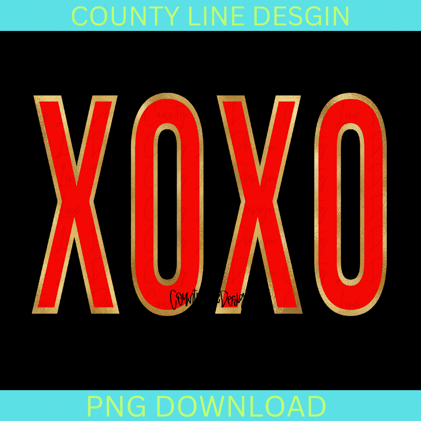 XOXO red/gold PNG