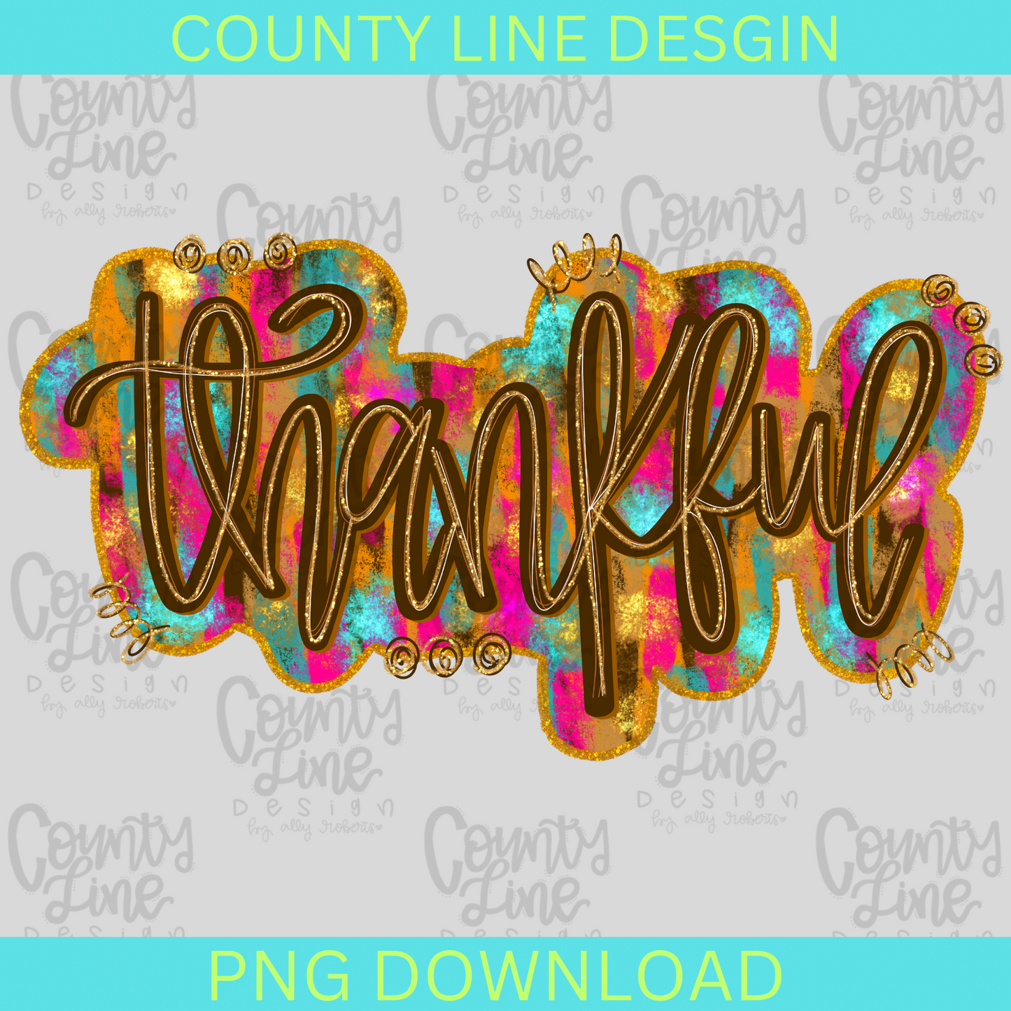 Thankful Neon Foil PNG