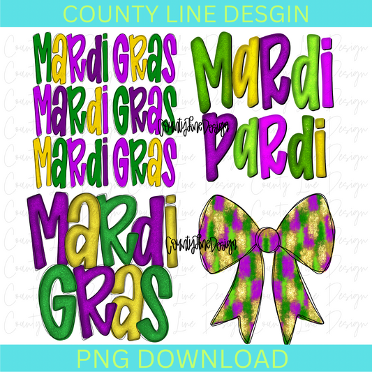 Mardi Gras Glitter BUNDLE PNG