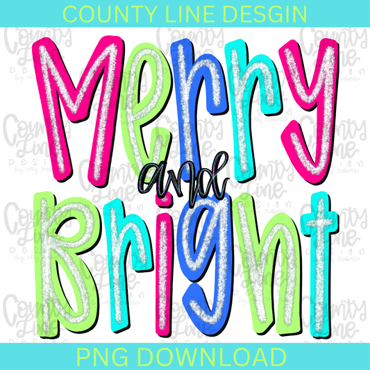 Merry and Bright Neon PNG