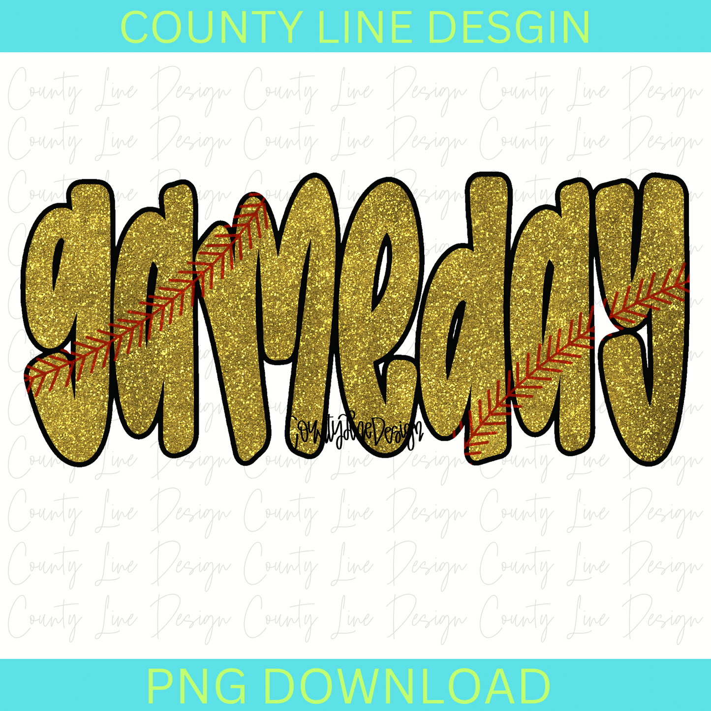 Game day softball glitter PNG