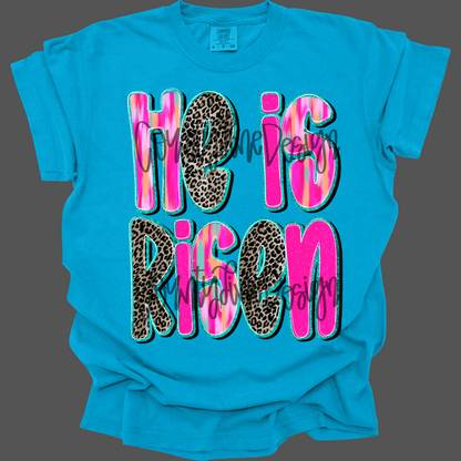 He is risen neon/leopard PNG