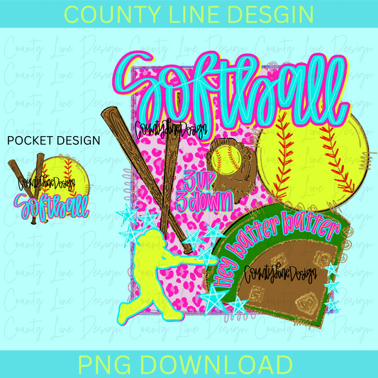 Softball Preppy PNG - POCKET DESIGN INCLUDED