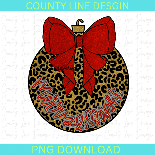 Merry & Bright Red Leopard Ornament PNG