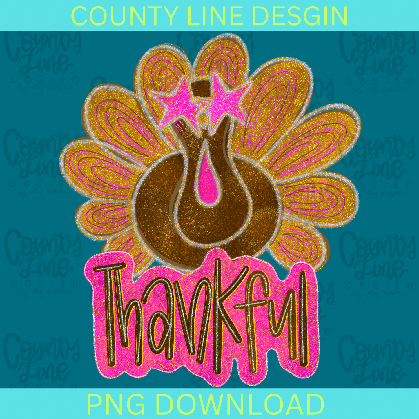 Thankful Preppy Turkey PNG