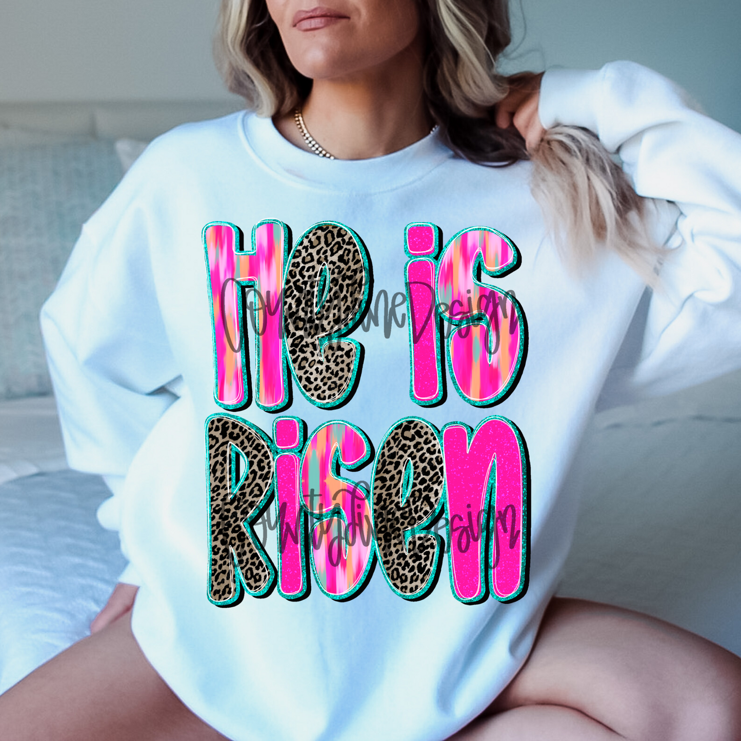 He is risen neon/leopard PNG