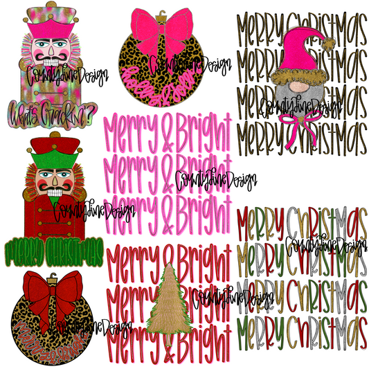 Glitter Christmas BUNDLE (8 Files) PNG