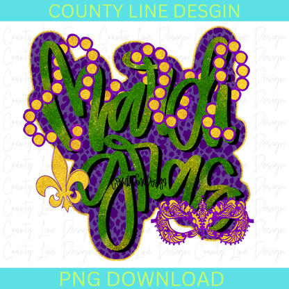 Mardi Gras Purple/Green with Cliparts PNG