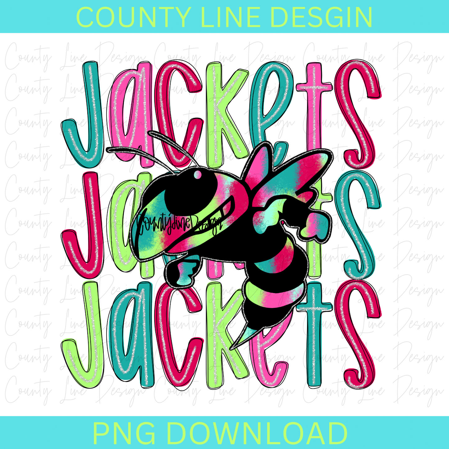 Jackets - Neon Silver Stacked Mascot PNG