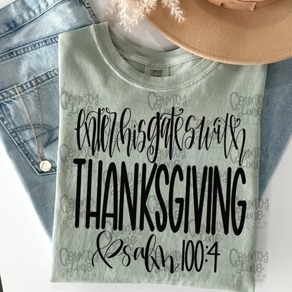 Enter His Gates With Thanksgiving BUNDLE Color & Black PNG