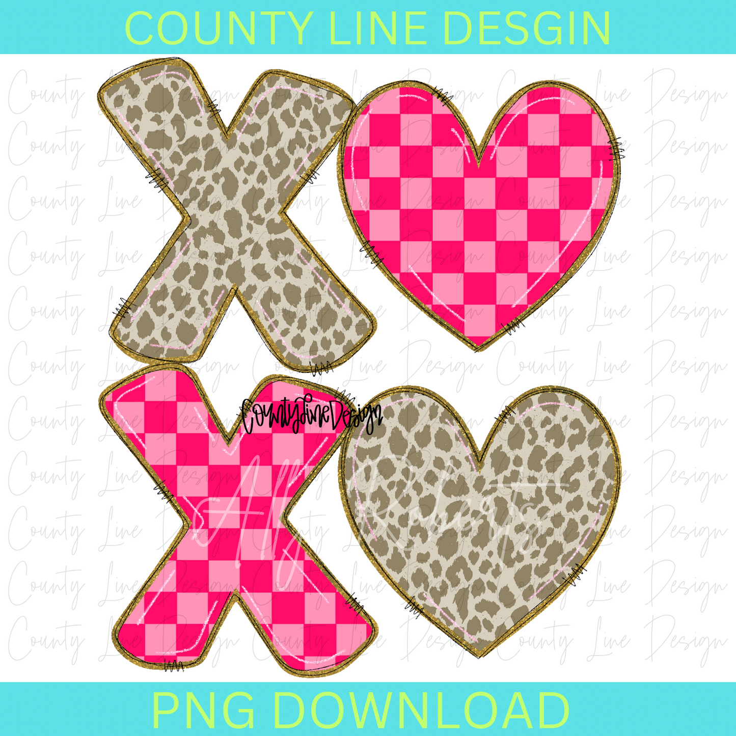 XOXO Pink/Leopard PNG