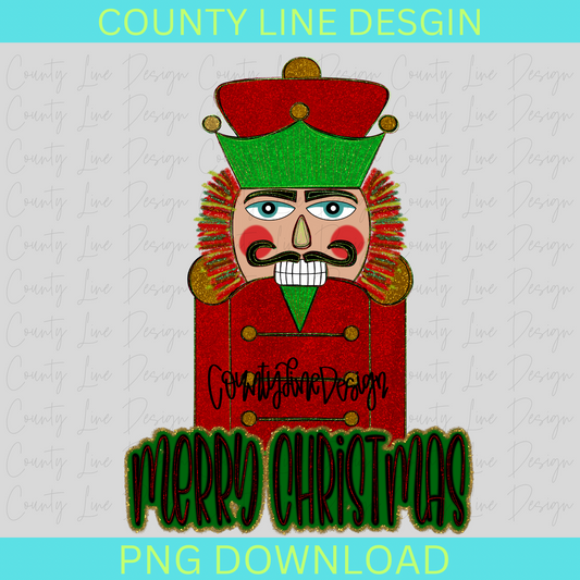 Merry Christmas Red Nutcracker BLACK WRITING PNG