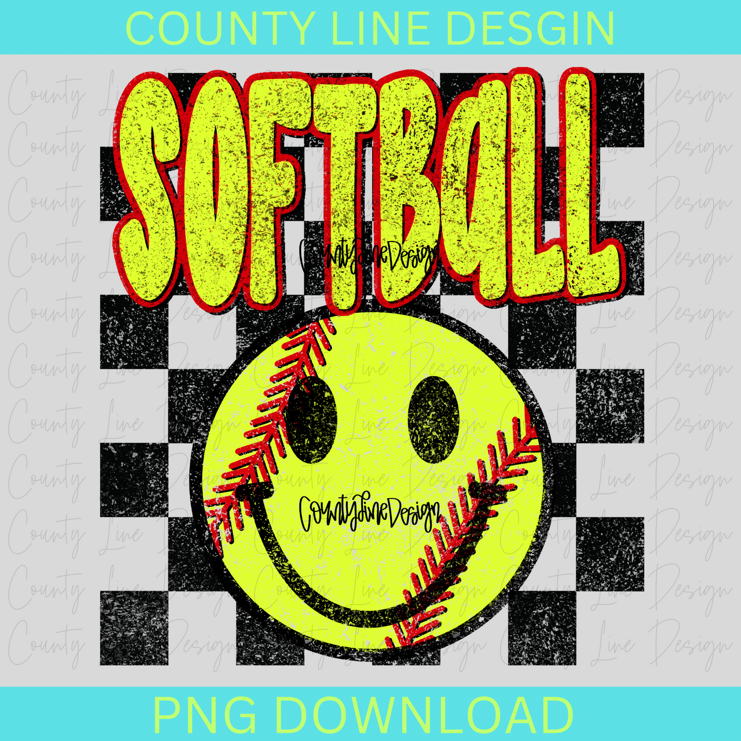 Softball DISTRESSED PNG