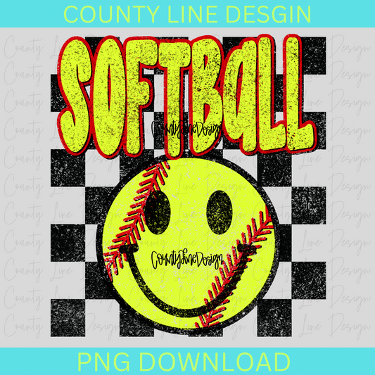 Softball DISTRESSED PNG